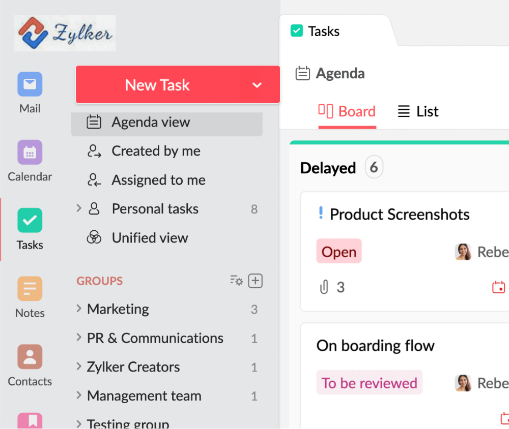 screenshot of Zoho ToDo